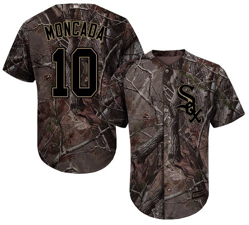 Personalized White Sox #10 Yoan Moncada Camo Realtree Collection Cool Base Stitched Youth Baseball Jersey