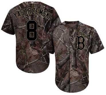 Personalized Red Sox #8 Carl Yastrzemski Camo Realtree Collection Cool Base Stitched Youth Baseball Jersey