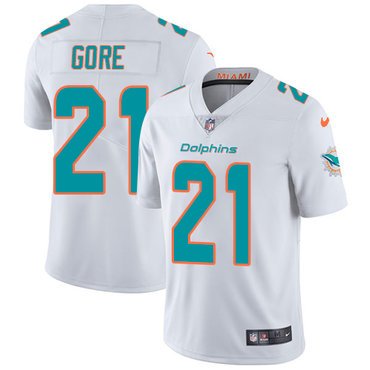 Personalized Dolphins #21 Frank Gore White Youth Stitched NFL Untouchable Limited Jersey