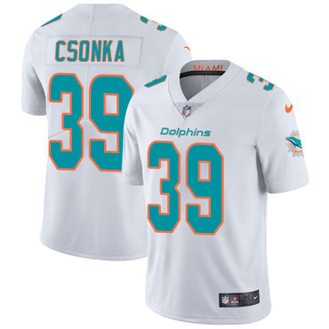 Personalized Dolphins #39 Larry Csonka White Youth Stitched NFL Untouchable Limited Jersey