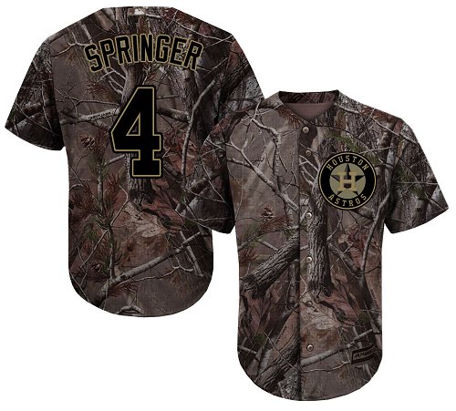 Personalized Astros #4 George Springer Camo Realtree Collection Cool Base Stitched Youth Baseball Jersey