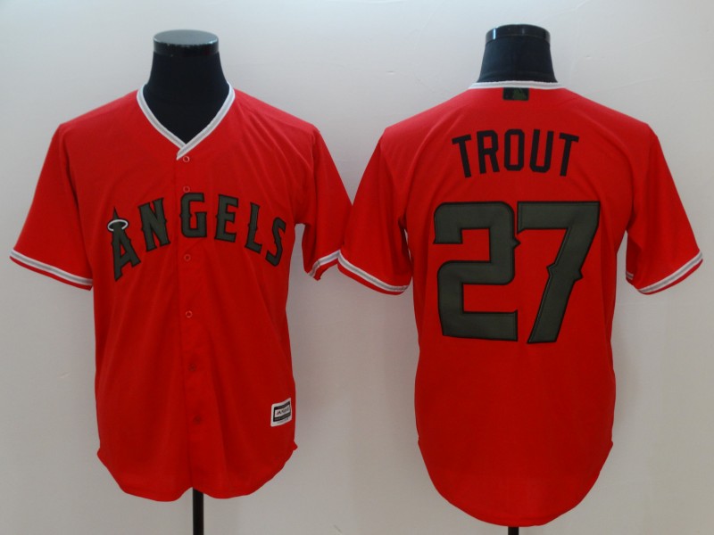 Personalized Angels 27 Mike Trout Red 2018 Memorial Day Cool Base Jersey