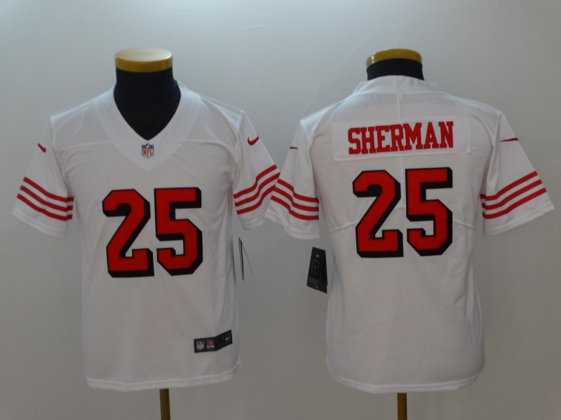 Personalized 49ers 25 Richard Sherman White Youth Color Rush Untouchable Limited Jersey