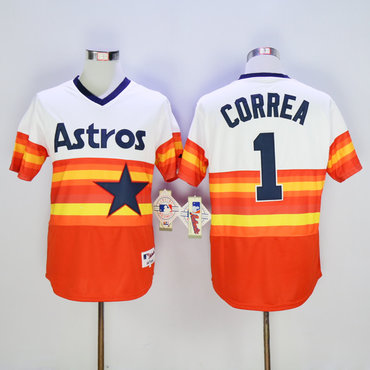 Personalized Astros 1 Carlos Correa White 1980 Turn Back The Clock Jersey