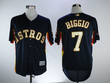 Personalized Astros 7 Craig Biggio Navy 2018 Gold Program Cool Base Jersey