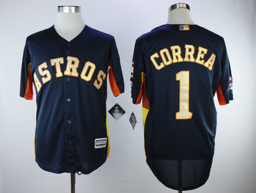 Personalized Astros 1 Carlos Correa Navy 2018 Gold Program Cool Base Jersey