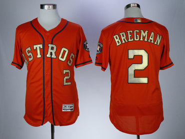 Personalized Astros 2 Alex Bregman Orange 2018 Gold Program Flexbase Jersey