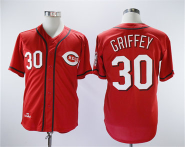 Personalized Reds 30 Ken Griffey Jr Red Throwback Jersey