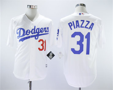 Personalized Dodgers 31 Mike Piazza White Cool Base Jersey