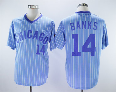 Personalized Cubs 14 Ernie Banks Light Blue Turn Back The Clock Jersey