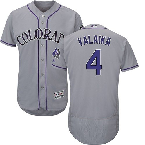 Personalized Rockies #4 Pat Valaika Grey Flexbase Authentic Collection Stitched Baseball Jersey