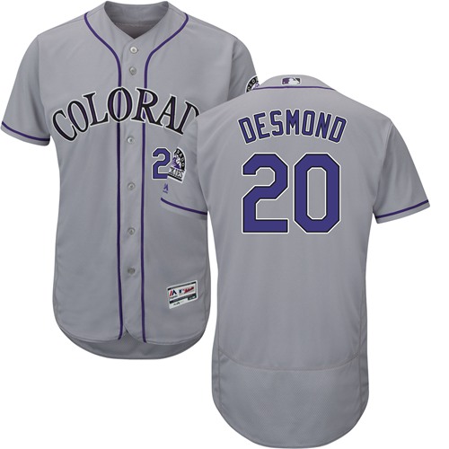 Personalized Rockies #20 Ian Desmond Grey Flexbase Authentic Collection Stitched Baseball Jersey