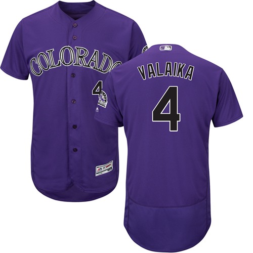 Personalized Rockies #4 Pat Valaika Purple Flexbase Authentic Collection Stitched Baseball Jersey