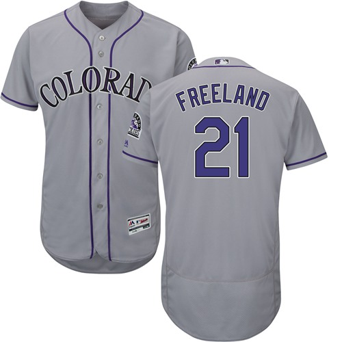 Personalized Rockies #21 Kyle Freeland Grey Flexbase Authentic Collection Stitched Baseball Jersey