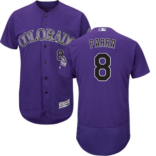 Personalized Rockies #8 Gerardo Parra Purple Flexbase Authentic Collection Stitched Baseball Jersey