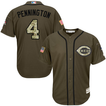 Personalized Reds #4 Cliff Pennington Green Salute to Service Stitched Baseball Jersey