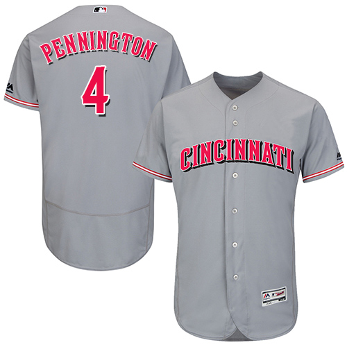 Personalized Reds #4 Cliff Pennington Grey Flexbase Authentic Collection Stitched Baseball Jersey