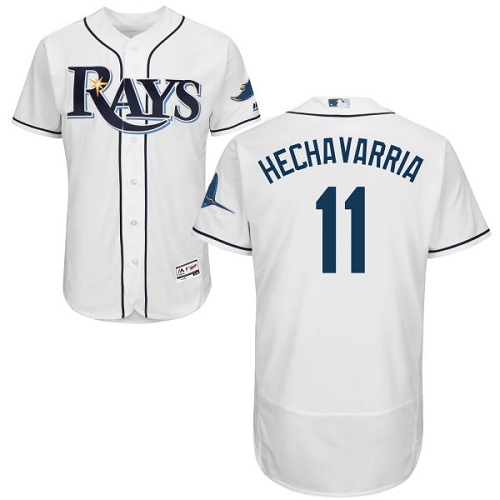 Personalized Rays #11 Adeiny Hechavarria White Flexbase Authentic Collection Stitched Baseball Jersey