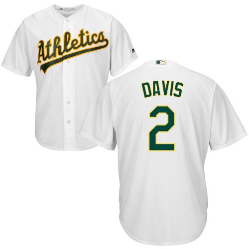 Personalized Athletics #2 Khris Davis White Cool Base Stitched Youth Baseball Jersey