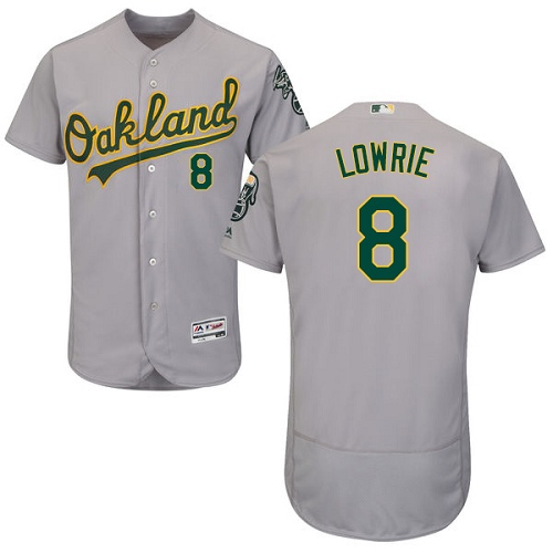 Personalized Athletics #8 Jed Lowrie Grey Flexbase Authentic Collection Stitched Baseball Jersey
