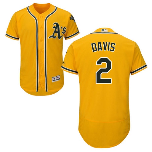 Personalized Athletics #2 Khris Davis Gold Flexbase Authentic Collection Stitched Baseball Jersey