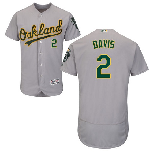 Personalized Athletics #2 Khris Davis Grey Flexbase Authentic Collection Stitched Baseball Jersey