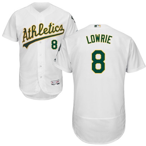 Personalized Athletics #8 Jed Lowrie White Flexbase Authentic Collection Stitched Baseball Jersey