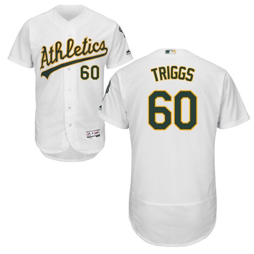 Personalized Athletics #60 Andrew Triggs White Flexbase Authentic Collection Stitched Baseball Jersey