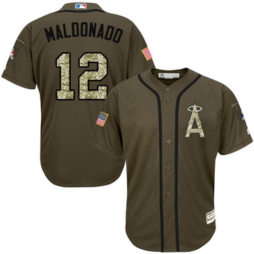 Personalized Angels of Anaheim #12 Martin Maldonado Green Salute to Service Stitched Baseball Jersey
