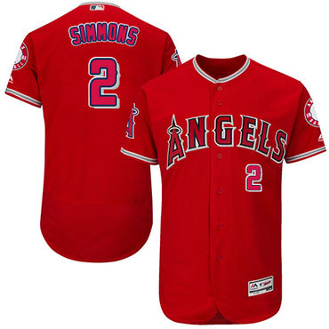 Personalized Angels of Anaheim #2 Andrelton Simmons Red Flexbase Authentic Collection Stitched Baseball Jersey