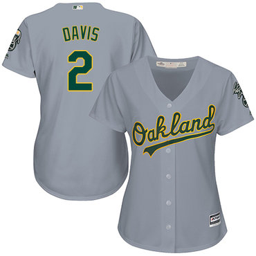 Personalized Athletics #2 Khris Davis Grey Road Women’s Stitched Baseball Jersey