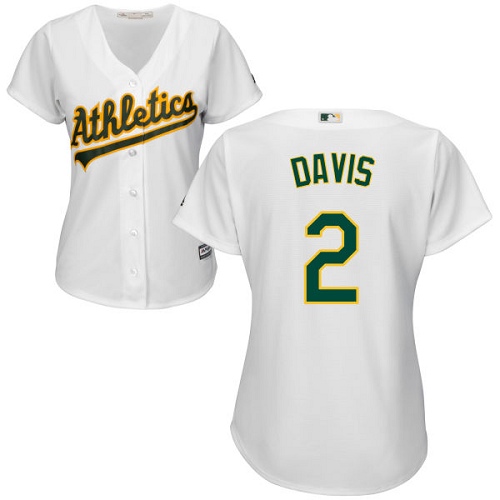 Personalized Athletics #2 Khris Davis White Home Women’s Stitched Baseball Jersey