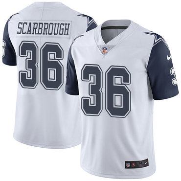 Personalized Cowboys #36 Bo Scarbrough White Men’s Stitched NFL Limited Rush Jersey