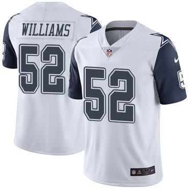 Personalized Cowboys #52 Connor Williams White Men’s Stitched NFL Limited Rush Jersey