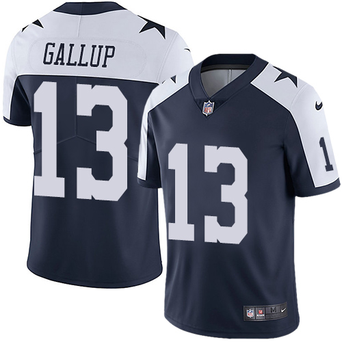 Personalized Cowboys #13 Michael Gallup Navy Blue Thanksgiving Men’s Stitched NFL Untouchable Limited Throwback Jersey