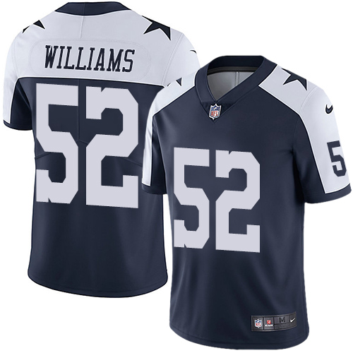 Personalized Cowboys #52 Connor Williams Navy Blue Thanksgiving Men’s Stitched NFL Untouchable Limited Throwback Jersey