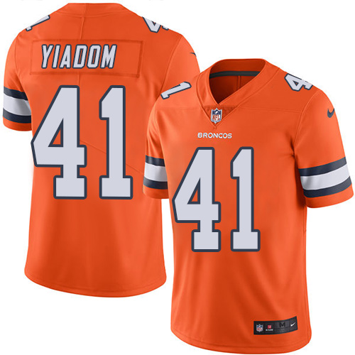 Personalized Broncos #41 Isaac Yiadom Orange Men’s Stitched NFL Limited Rush Jersey