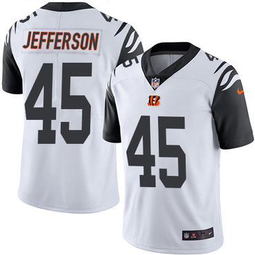 Personalized Bengals #45 Malik Jefferson White Men’s Stitched NFL Limited Rush Jersey