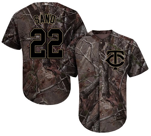 Personalized Twins #22 Miguel Sano Camo Realtree Collection Cool Base Stitched Youth Baseball Jersey