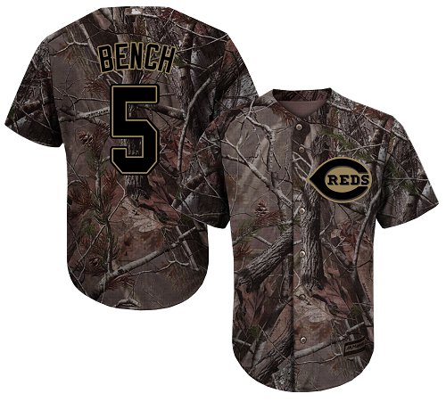 Personalized Reds #5 Johnny Bench Camo Realtree Collection Cool Base Stitched Youth Baseball Jersey