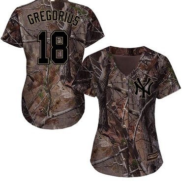 Personalized Yankees #18 Didi Gregorius Camo Realtree Collection Cool Base Women’s Stitched Baseball Jersey