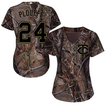 Personalized Twins #24 Trevor Plouffe Camo Realtree Collection Cool Base Women’s Stitched Baseball Jersey