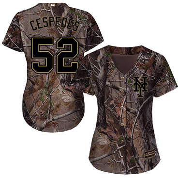 Personalized Mets #52 Yoenis Cespedes Camo Realtree Collection Cool Base Women’s Stitched Baseball Jersey