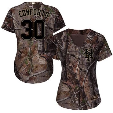 Personalized Mets #30 Michael Conforto Camo Realtree Collection Cool Base Women’s Stitched Baseball Jersey