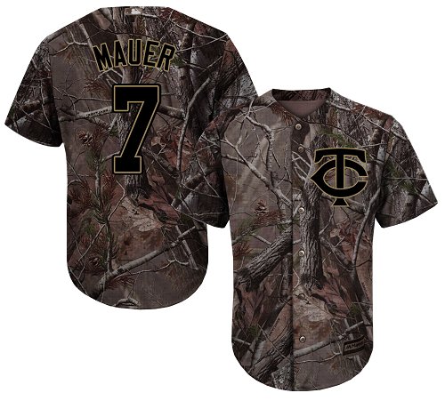 Personalized Twins #7 Joe Mauer Camo Realtree Collection Cool Base Stitched Baseball Jersey