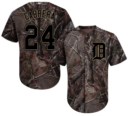 Personalized Tigers #24 Miguel Cabrera Camo Realtree Collection Cool Base Stitched Baseball Jersey