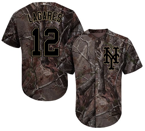 Personalized Mets #12 Juan Lagares Camo Realtree Collection Cool Base Stitched Baseball Jersey