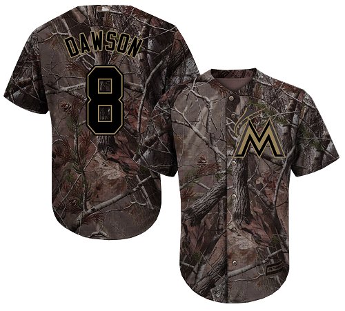 Personalized marlins #8 Andre Dawson Camo Realtree Collection Cool Base Stitched Baseball Jersey