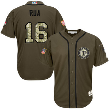 Personalized Rangers #16 Ryan Rua Green Salute to Service Stitched Baseball Jersey