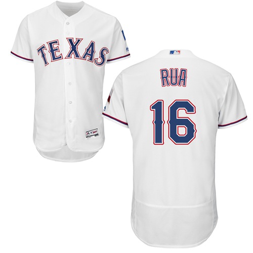 Personalized Rangers #16 Ryan Rua White Flexbase Authentic Collection Stitched Baseball Jersey
